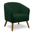 Poltrona Denver Veludo Verde Militar Pés Trapézio Castanho - D'Rossi