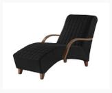 Poltrona Divan Chaise Com Braço Preto Sued