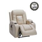 Poltrona do Papai Austin Elétrica com Massagem Aquecimento USB USBc Brindes Massageador e Óculos Bluetooth PU Bege G94 - Gran Belo