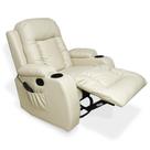 Poltrona do Papai com Massagem e Aquecimento Reclinável Austin Balanço Giratória PU Bege G31
