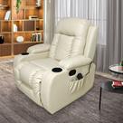 Poltrona do Papai com Massagem e Aquecimento Reclinável Miami Balanço Giratória PU Bege G31 - Encantum