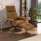 Poltrona do Papai Elétrica com Massagem e Giratória Nebraska com Apoio de Pés Pu Caramelo G56 - Rivatti