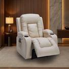 Poltrona do Papai Elétrica Reclinável Austin com Massagem Aquecimento entrada USB/USB-C PU Bege G94 - Gran Belo