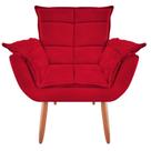 Poltrona do Papai Noel Decorativa de Natal Para Sala de Estar Quarto Pés Madeira Retro Suede Vermelho