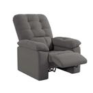 Poltrona Do Papai Reclinável Comforto Estoril Suede Veludo Cinza