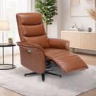Poltrona do Papai Reclinável Elétrica Bimotor Alabama com Massagem Aquecimento Entrada USB PU Caramelo G94 - Gran Belo