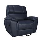 Poltrona do Papai Reclinável Giratória Armênia Glider Mecânico Couro Azul G40 - Gran Belo