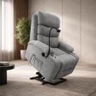 Poltrona do Papai Reclinável Lift Austin Massagem e Elevação USB Suporte para Celular Soft Linho Cinza G11 - Gran Belo