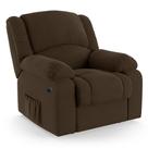 Poltrona do Papai Reclinável Melim Elétrica LED Massagem Veludo Marrom FH1 - D'Rossi