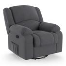 Poltrona do Papai Reclinável Melim Glider Giratória Massagem Veludo Cinza FH1 - D'Rossi