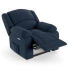 Poltrona do Papai Reclinável Pietra Elétrica LED Massagem FH9 Veludo Azul - Mpozenato