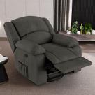 Poltrona do Papai Reclinável Sala de Cinema Madrid Glider Manual Giratória Massagem USB Linho Chumbo G23 - Gran Belo