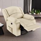 Poltrona do Papai Reclinável Sala de Cinema Madrid Glider Manual Giratória PU Bege G23 - Gran Belo
