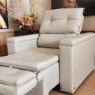 Poltrona do Papai Retrátil Reclinável Linho Fino Bege Conforto Larbelle