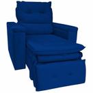 Poltrona do Papai Retrátil Reclinável Veludo Azul Conforto Larbelle