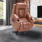 Poltrona do Papai Sala de Estar Lift Reclinável Austin Elétrica Aquecimento Massagem PU Caramelo G94 - Gran Belo