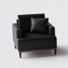 Poltrona Doha em Couro Preto - Home Mobily