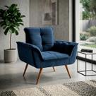 Poltrona Duala Velut Azul Decorativa com Pés Palito - King House