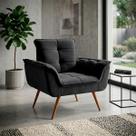 Poltrona Duala Velut Preto Decorativa com Pés Palito - King House Poltrona Duala Velut Preto Decorativa com Pés Palito - King House