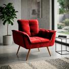 Poltrona Duala Velut Vermelho Decorativa com Pés Palito - King House