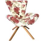 Poltrona Elegance Base Giratória Ferro e Madeira Imperial Rosas Impermeável
