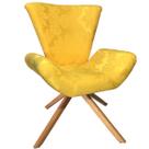 Poltrona Elegance Base Giratória Ferro e Madeira Jacquard Amarelo Poltrona Elegance Base Giratória Ferro e Madeira Jacquard Amarelo