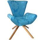 Poltrona Elegance Base Giratória Ferro e Madeira Jacquard Azul Turquesa Poltrona Elegance Base Giratória Ferro e Madeira Jacquard Azul Turquesa