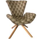 Poltrona Elegance Base Giratória Ferro e Madeira Jacquard Capitonê Marrom Poltrona Elegance Base Giratória Ferro e Madeira Jacquard Capitonê Marrom