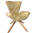 Poltrona Elegance Base Giratória Ferro e Madeira Jacquard Dourado Poltrona Elegance Base Giratória Ferro e Madeira Jacquard Dourado