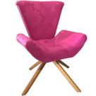Poltrona Elegance Base Giratória Ferro e Madeira Jacquard Pink Poltrona Elegance Base Giratória Ferro e Madeira Jacquard Pink
