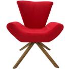 Poltrona Elegance Base Giratória Ferro e Madeira Sued Vermelho