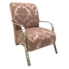 Poltrona Elis Braço Cromado Jacquard Rosa Retro Poltrona Elis Braço Cromado Jacquard Rosa Retro