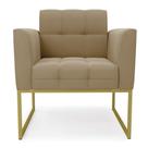 Poltrona Elisa Suede Marrom Rato Base Metálica Industrial Dourada - D'rossi