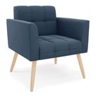 Poltrona Elisa Suede Pés Palito Natural - D'rossi Cor Azul Marinho