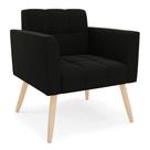 Poltrona Elisa Suede Preto Pés Palito Natural - D'rossi Poltrona Elisa Suede Preto Pés Palito Natural - D'rossi