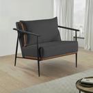 Poltrona em Estrutura de Metal, Estofada e Almofada Inclusa Ferco Preto Res_Atr_Linho_Preto Poltrona em Estrutura de Metal, Estofada e Almofada Inclusa Ferco Preto Res_Atr_Linho_Preto