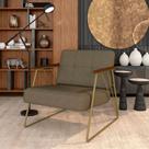 Poltrona Estofada Columbia Estilo Industrial Dourado/capuccino - M.a