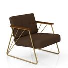Poltrona Estofada Columbia Estilo Industrial Dourado/sued Marrom - M.a