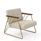 Poltrona Estofada Columbia Estilo Industrial Dourado/suede Bege - M.a