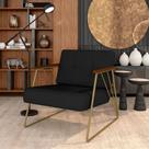 Poltrona Estofada Columbia Estilo Industrial Dourado/suede Preto - M.a