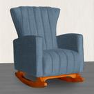 Poltrona Estofada de Balanço Melinda Linho Azul - LM DECOR