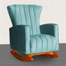 Poltrona Estofada de Balanço Melinda Veludo Azul Turquesa - LM DECOR