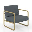 Poltrona Estofada Dinamarca Estilo Industrial Dourado/sued Cinza - M.a
