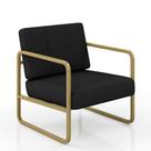 Poltrona Estofada Dinamarca Estilo Industrial Dourado/sued Preto - M.a