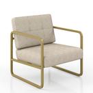 Poltrona Estofada Dinamarca Estilo Industrial Dourado/suede Bege - M.a