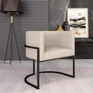 Poltrona Estofada Oregon Preto Fosco/suede Bege - M. Arapongas