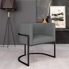 Poltrona Estofada Oregon Preto Fosco/suede Cinza - M. Arapongas