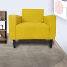 Poltrona Estofada Para Quarto Closet Leticia Slim Suede Amarelo - LM DECOR