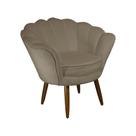 Poltrona Estofada Para Sala de Estar Pés Palito Pétala Suede Cappuccino - INCASA DECOR