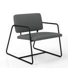 Poltrona Estofada Sintra Preto Fosco/Suede Cinza - Móveis Arapongas